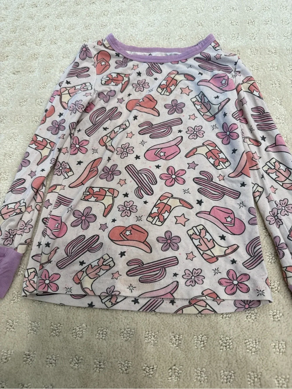 Caden Lane Bamboo Pajama Set 3T Pink Cowgirl Western Boots Hats Cactus
